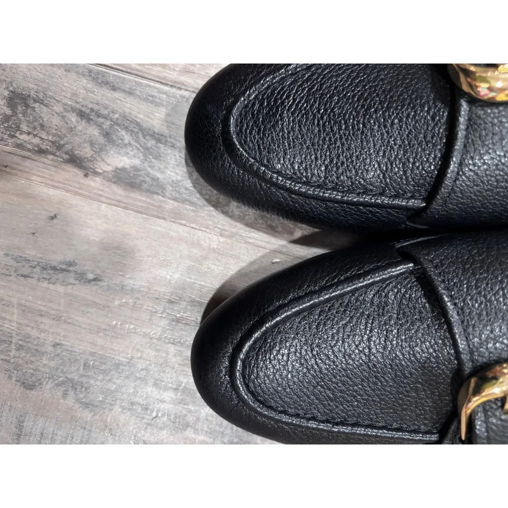 Cole Haan Black Pebbled Leather Buckle Loafers W35402 Womens 8.5 B